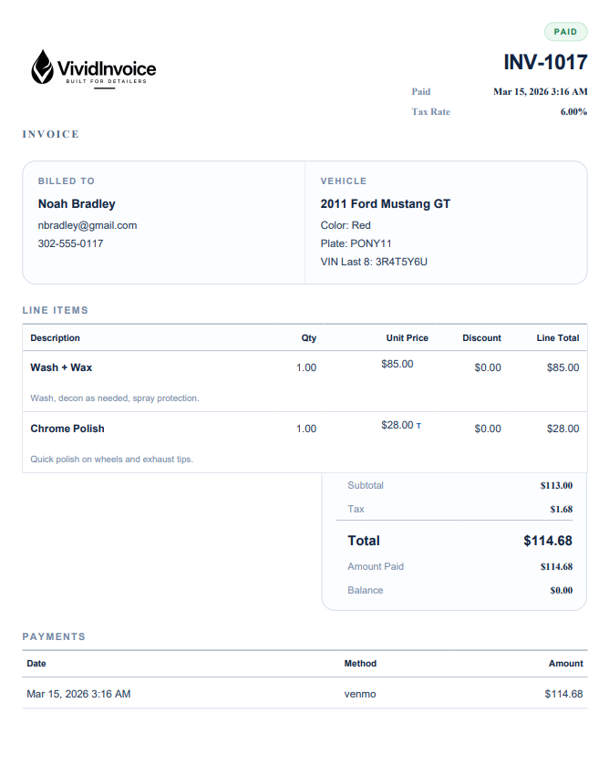 VividInvoice PDF invoice example